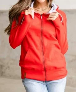 Brand new 🛒 Ampersand Ave 👩 women Made In The Usa Fullzip Sweatshirt Hoodie in Red 🎉