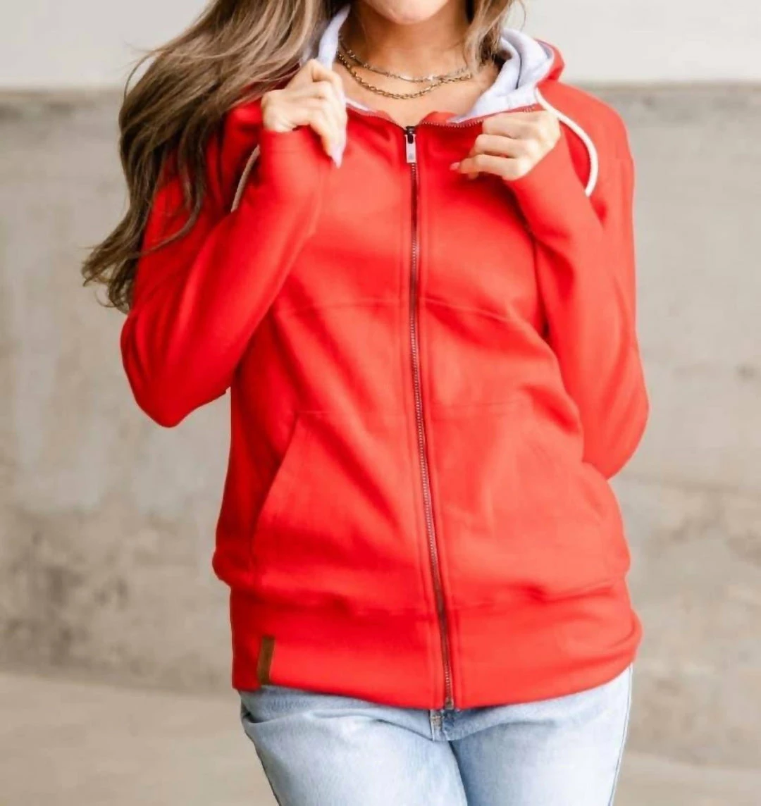 Brand new 🛒 Ampersand Ave 👩 women Made In The Usa Fullzip Sweatshirt Hoodie in Red 🎉