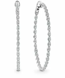 Hot Sale ❤️ Hearts on Fire 👩 women Lorelei Floral Large Oval Inside-Out Hoop Earrings 🤩