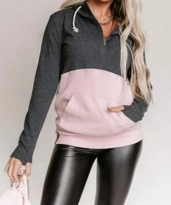 Deals 🥰 Ampersand Ave 👩 women Halfzip Sweatshirt in Ballet Slippers 🛒