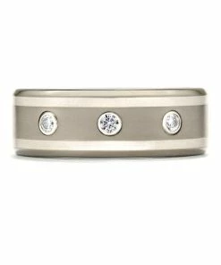 New 🤩 Hearts On Fire men Commanding Grey Titanium Double Inlay Bevel Band 💯