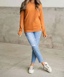 Hot Sale 🔔 Ampersand Ave 👩 women Sidezip Pullover in Pumpkin 😀