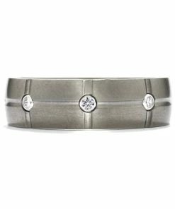 Promo 😀 Hearts On Fire men Commanding Grey Titanium Dome Grid Band 🔥