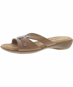 Outlet ❤️ Minnetonka Siesta 👩 Womens Leather Slip On Slide 🩴 Sandals 🎉
