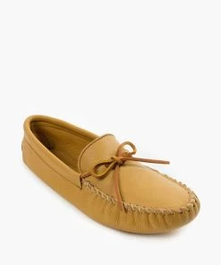 New ⌛ Minnetonka Men'S Double Deerskin Softsole 👞 Shoes in Natural 🌟