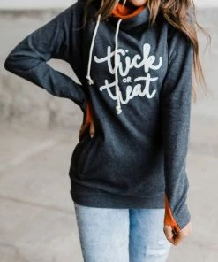 Budget 🤩 Ampersand Ave 👩 women Trick Or Treat Doublehood Sweatshirt in Multi 💯